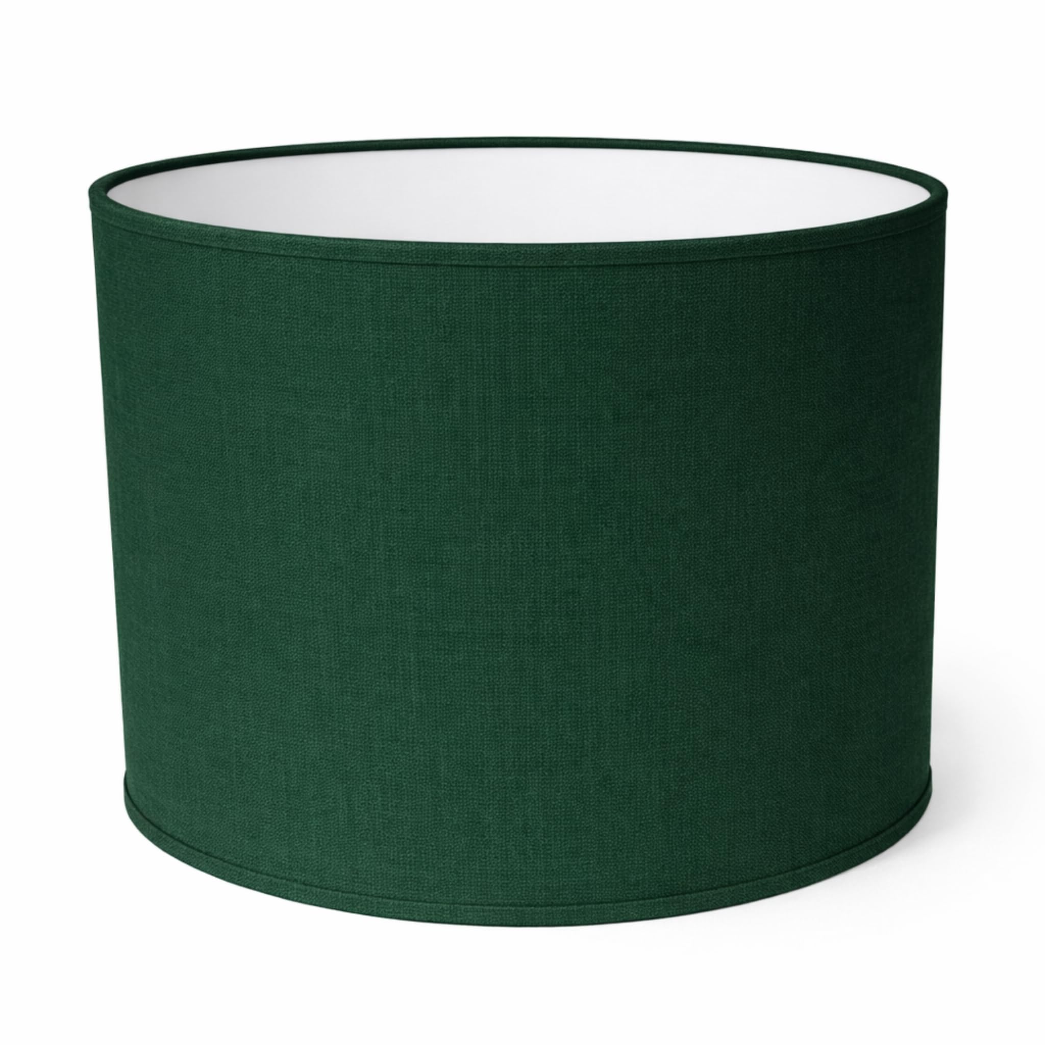 Abat-Jour Cylindrique Tissu en Coton Fait à la Main, pour Lampe de Table, Suspension, Lampadaire (Vert Foncé, Diamètre 25 cm x Hauteur 20 cm)