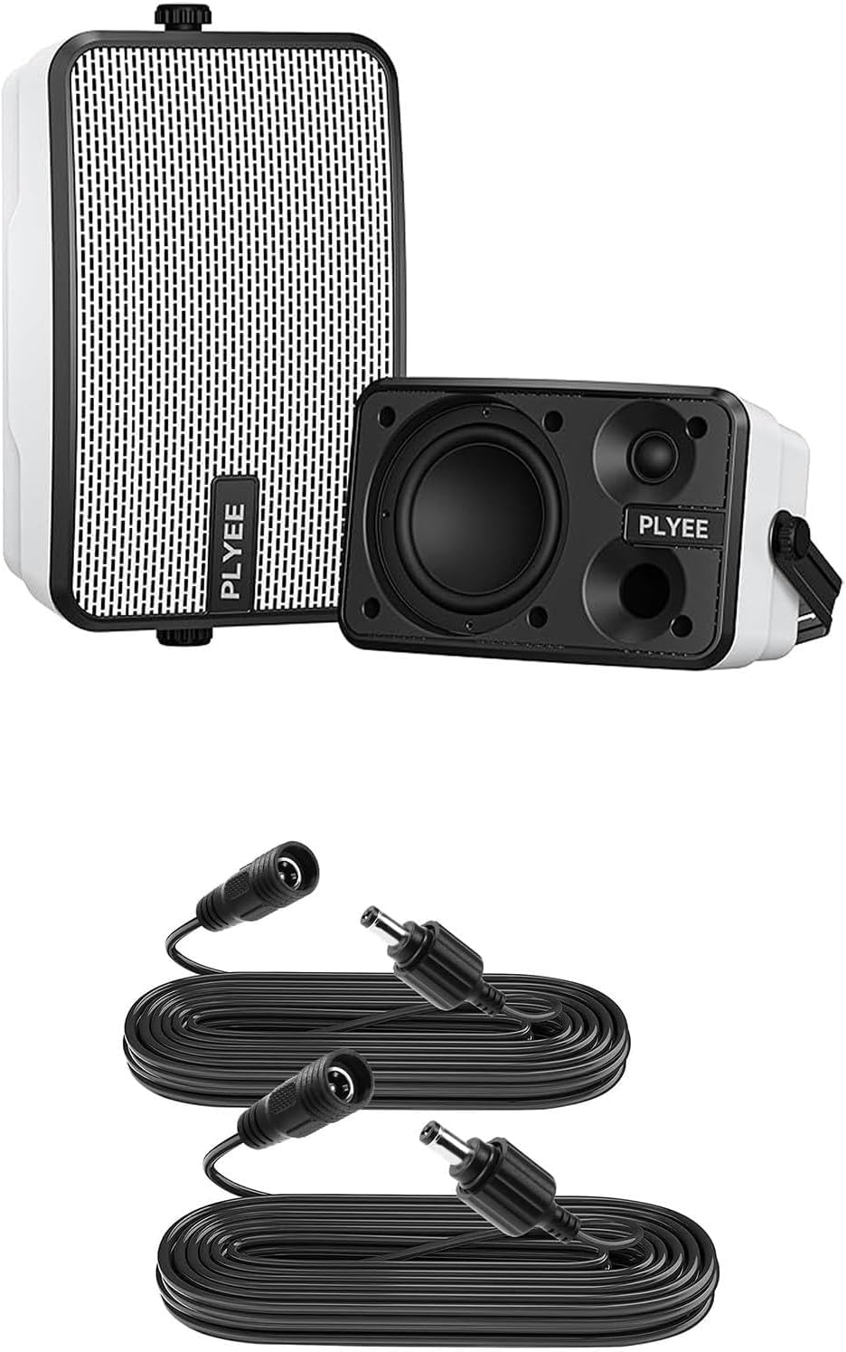 MZ-621 Speaker & Power Extension Cord Bundle – Outdoor Bluetooth Speaker with Loud Sound, Wall-Mountable, Ideal for Patio, Porch, Pool – White