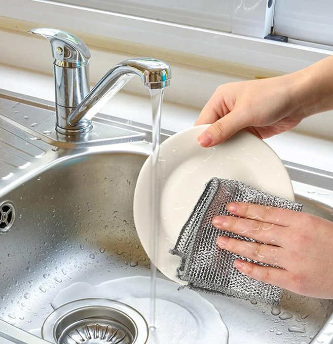 TrustBlai Multipurpose Wire Dish Cloths - 12 Pack, Non-Scratch, Reusable Kitchen Cleaning Rags, 20x20cm