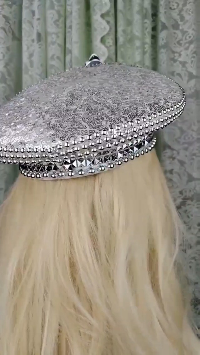 Amazon.com: VIESSLG Vintage Disco Captain Hat Silver Mirror  display picture 3