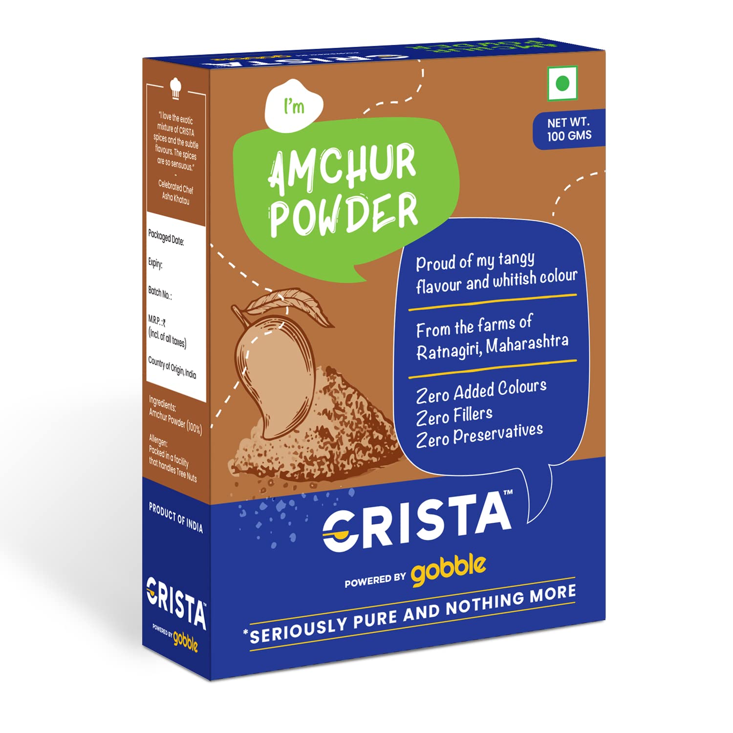 CRISTA Amchur Powder for Cooking & Seasoning | Mango Powder | Sun Dried | Zero added Colours, Fillers, Additives & Preservatives | Farm Fresh | Off-white | 100 gms (B09Z6QNZD6) Amazon Price History, Amazon Price Tracker