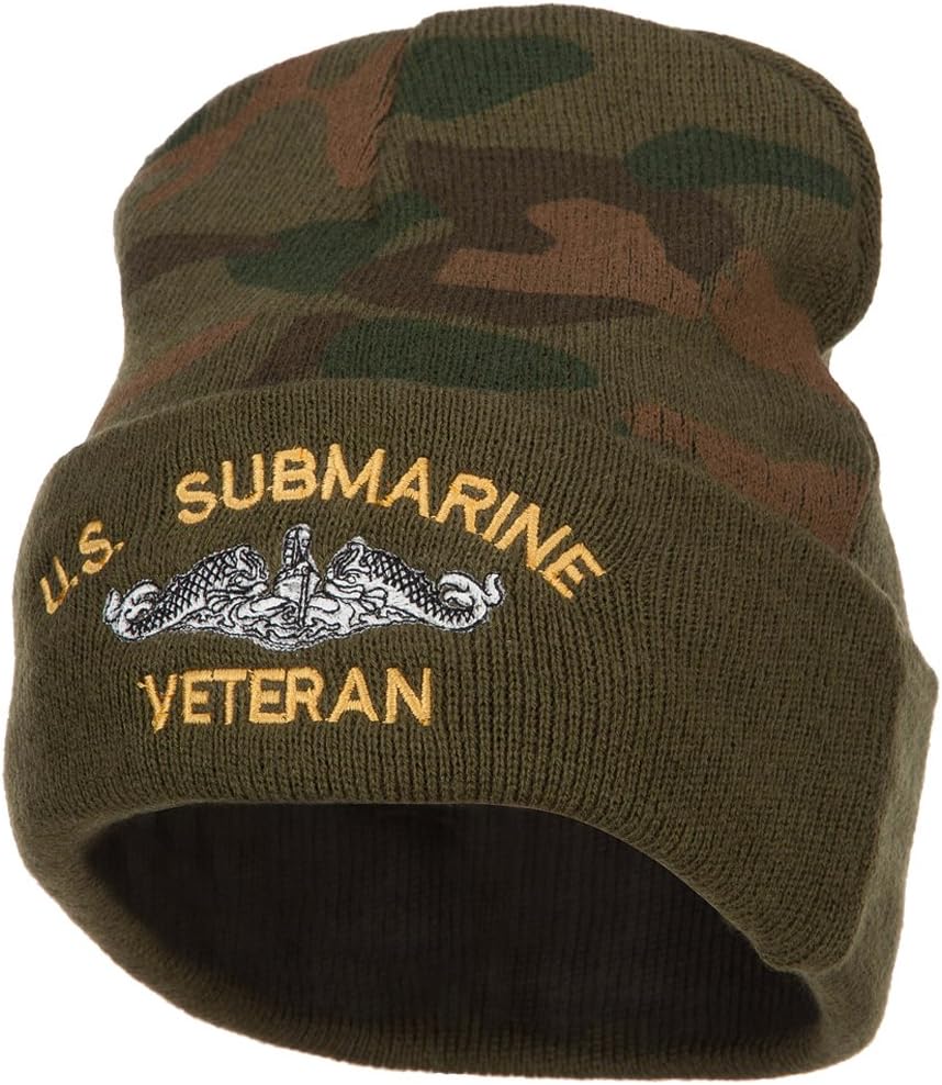 e4Hats.com US Submarine Veteran Military Embroidered Camo Long Beanie