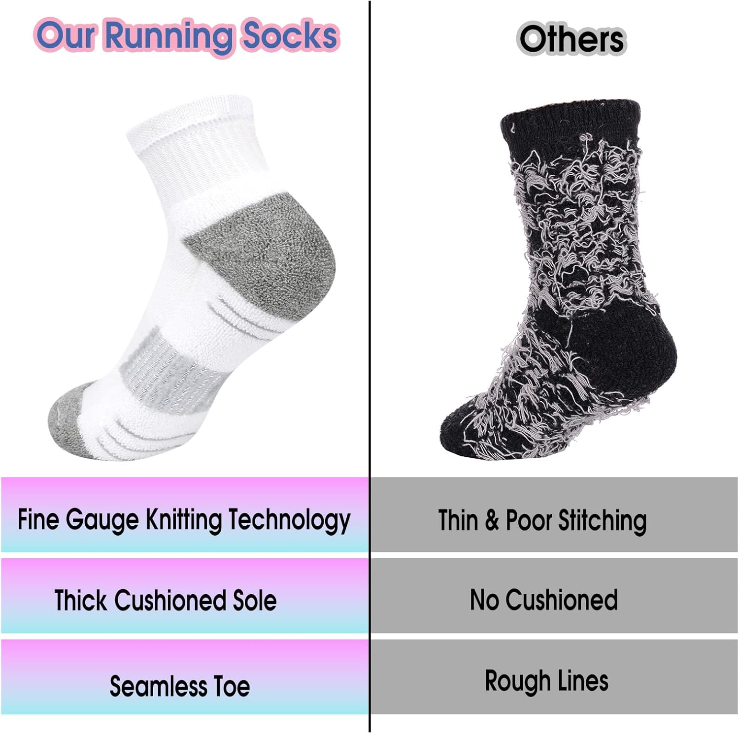 Ankle Socks Women Athletic Running Socks Hiking Cushioned 5-Pairs - Image 4