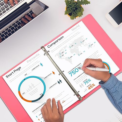 Miniatura 3 de SEEKIND - Carpeta de 3 anillos de 1 pulgada con capacidad para papel de hasta 85 pulgadas y 11 pulgadas funda transparente personalizable para el