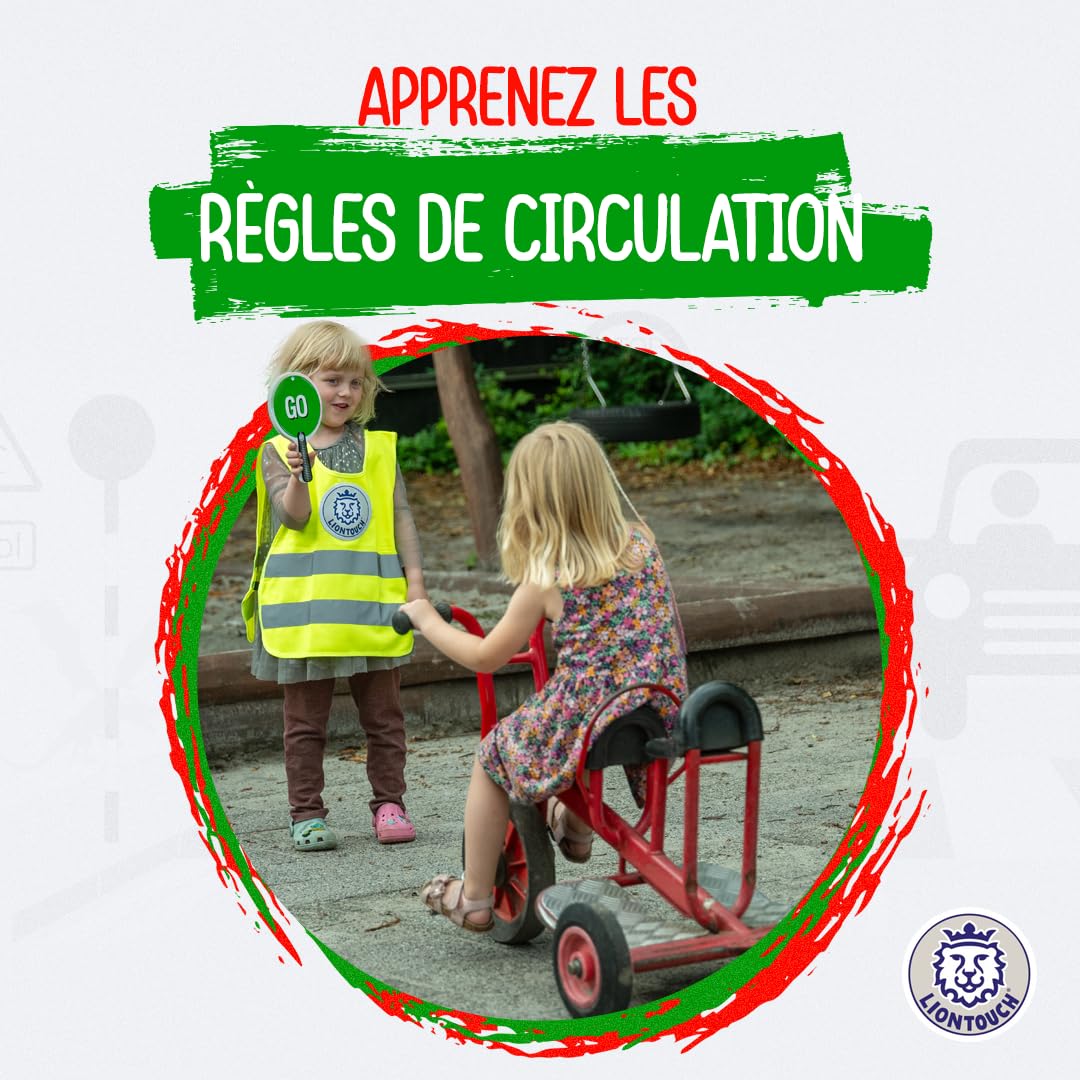 Liontouch - Panneaux Stop & Go Recto-Verso – Lot de 3, Rouge & Vert – 30 x 17 cm | Jouets Pagaies en Mousse Durables et Réversibles Pour Enfants | Idéal Pour Enseigner la Sécurité Routière aux Enfants