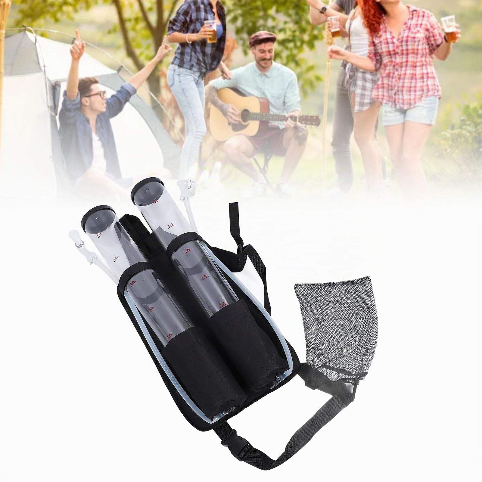 Dispenser per Bevande a Zaino con Doppio Serbatoio da 6 Litri, Portatile per attività All'aperto, Ideale per Servire Bevande, Vino, Birra Alle Feste, Campeggio, Bar