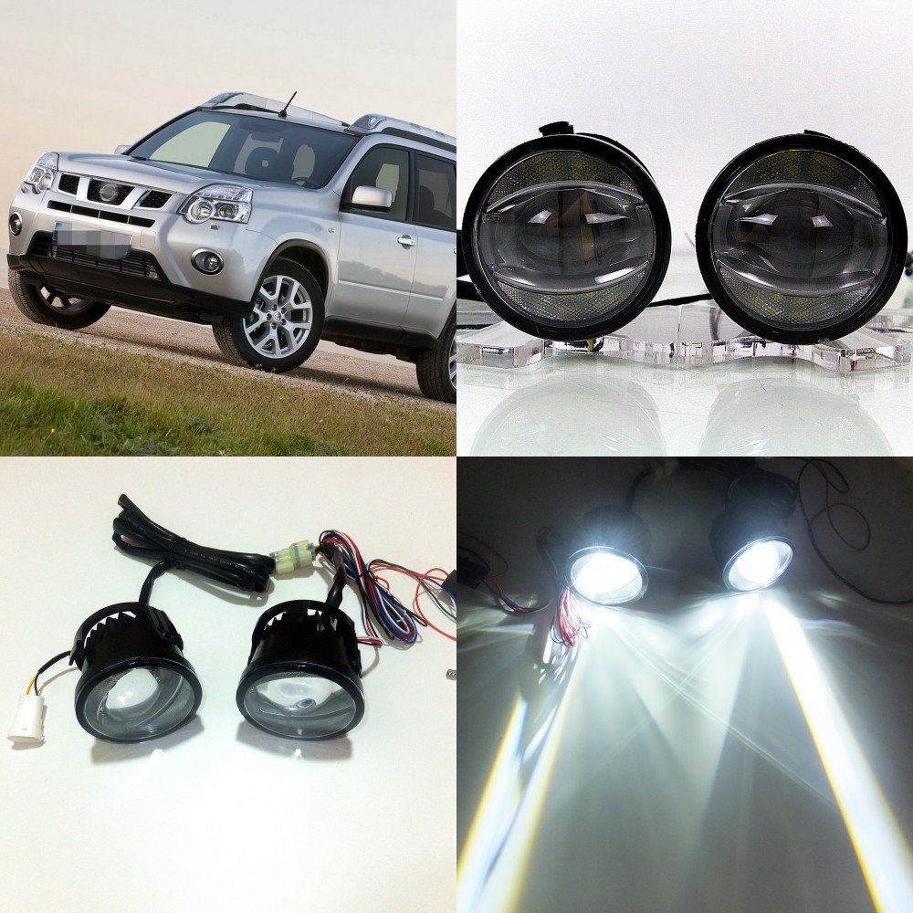 July King 1600LM 24W 6000K LED Light Guide Q5 Lens Fog Lamp +1000LM 14W Day Running Lights DRL for N