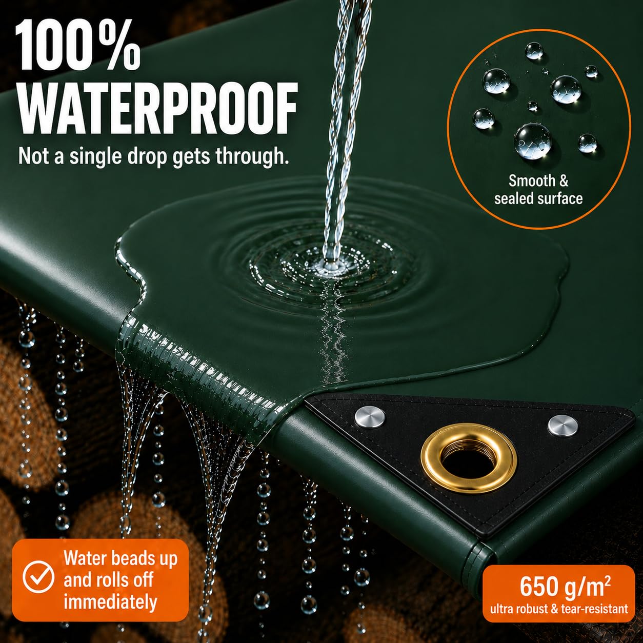 UMBRELLA® Abdeckplane 650 g/m² 4×5 m Grün wasserdicht UV-fest Schwerlast schimmelresistent