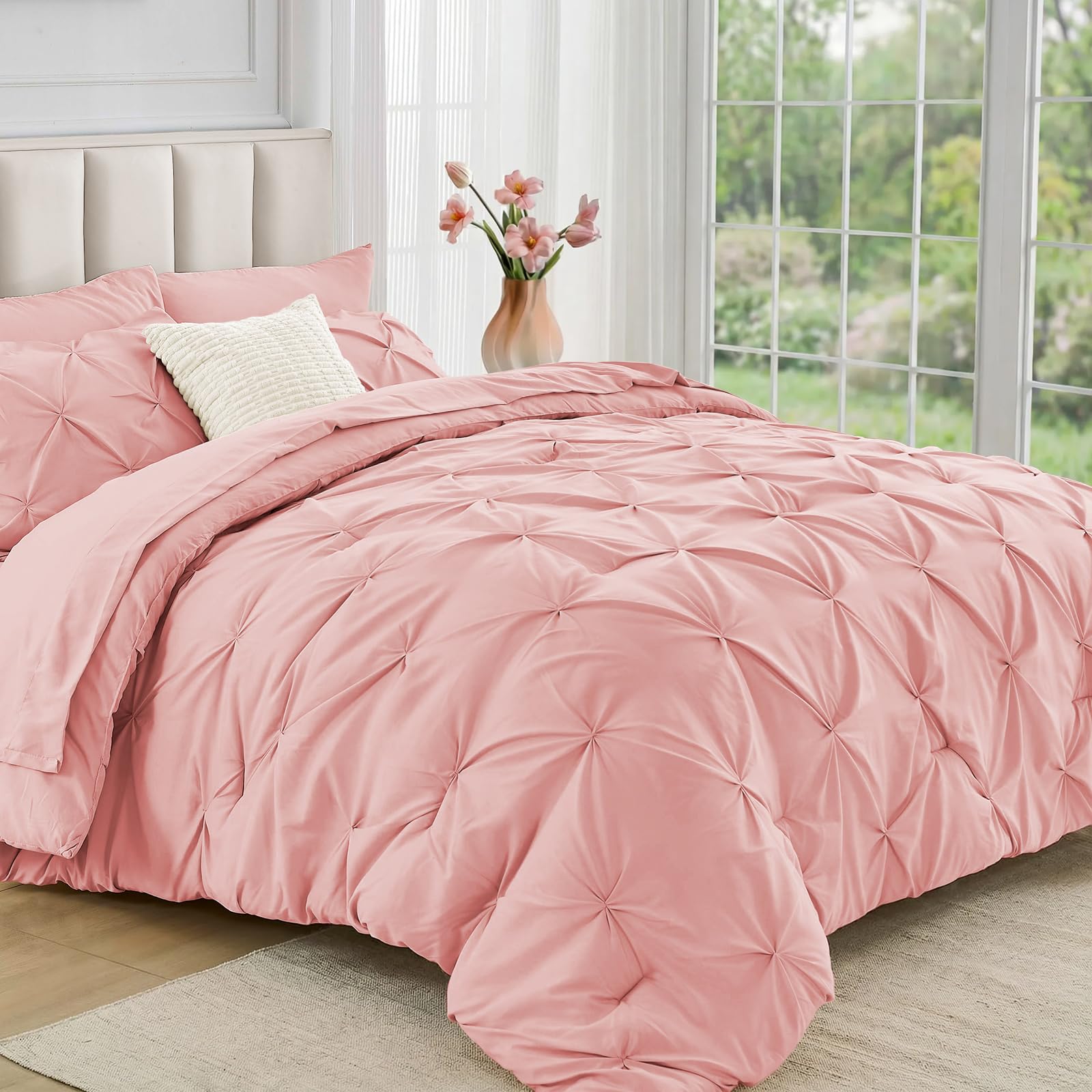 Queen Pintuck Comforter Set - 7 Piece