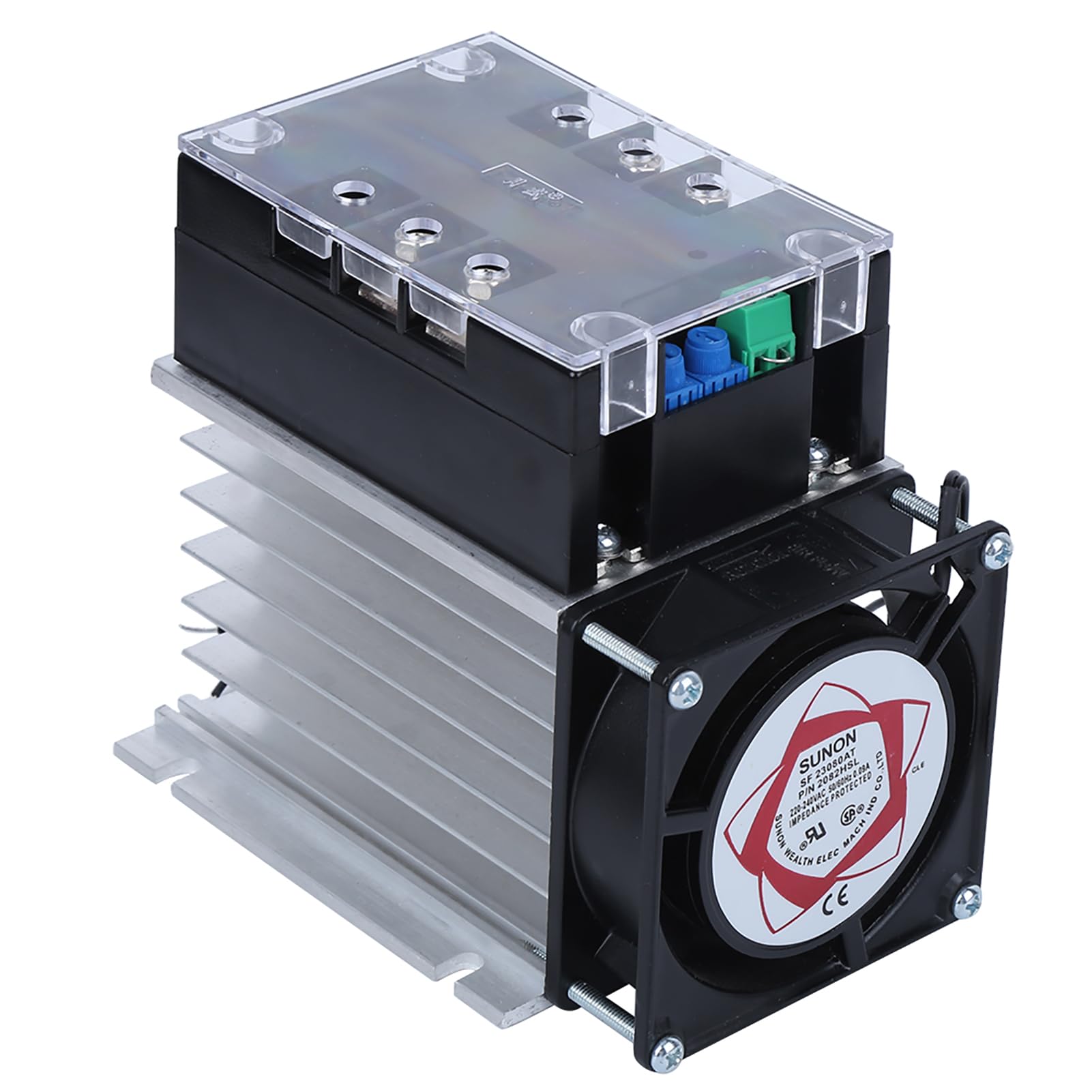 Modulo SSR-40WA-R1 con Fondo in Alluminio Soft Start per Controller Motore Elettrico per Officina Garage con Ventola 380VAC (Modulo+radiatore)