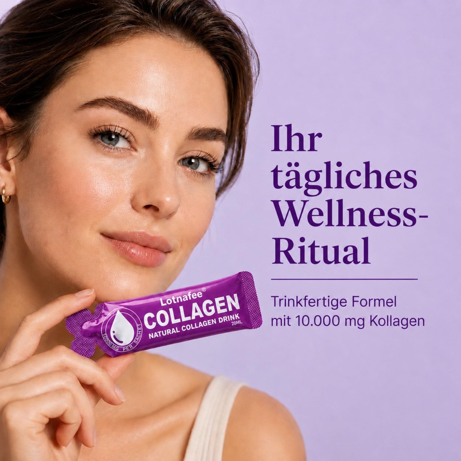 Kollagen Drink, 10.000mg Kollagen pro Flasche mit Vitamin C & Hyaluronsäure, 14 x 20ml In Beuteln zu trinken, Hydrolysierte Collagen Peptide Für Haare, Haut, Nägel und Gelenke, Mango