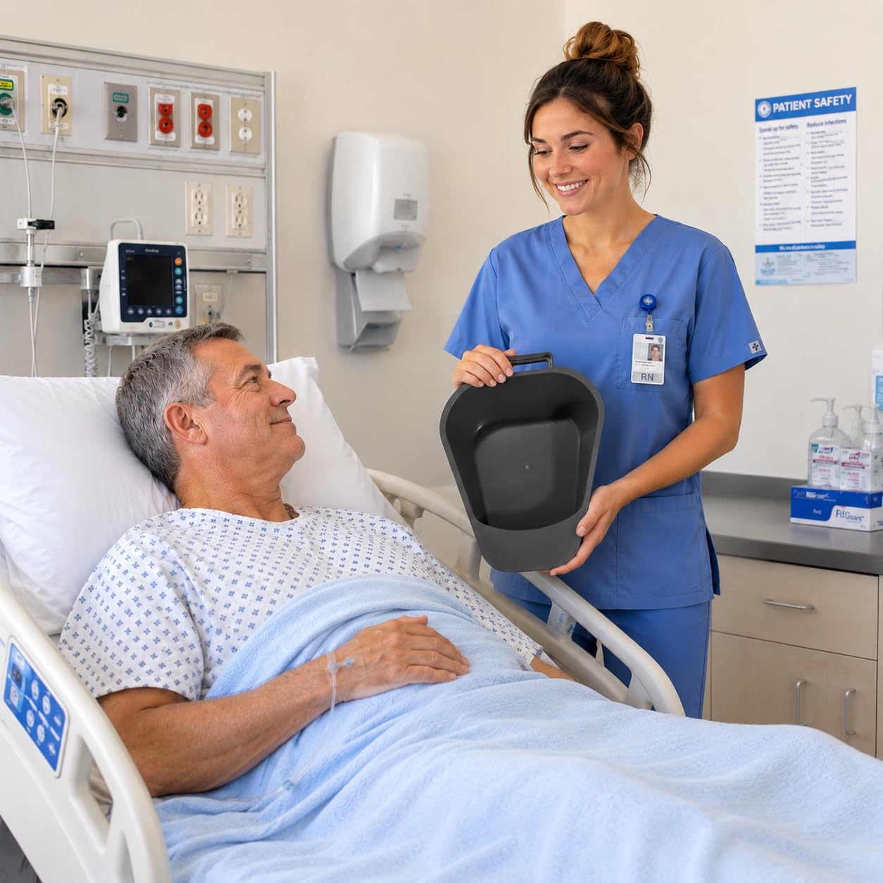 Fracture Bedpan with Handle - Spill Guard -5