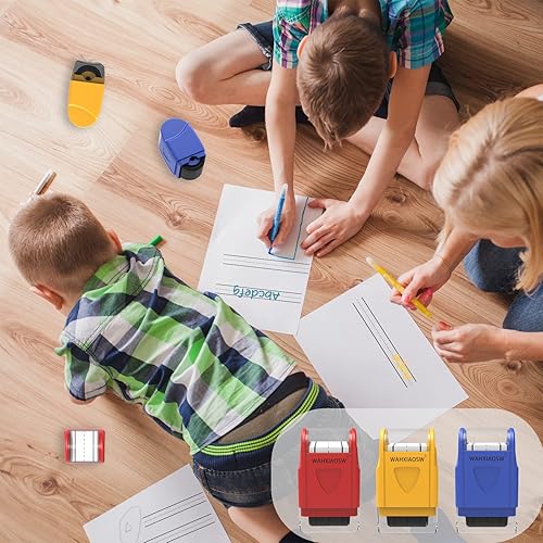 Miniatura 7 de Sellos de líneas de escritura a mano, rodillo de línea autoentintada, sellos rodantes, herramienta de práctica de escritura a mano para profesores,