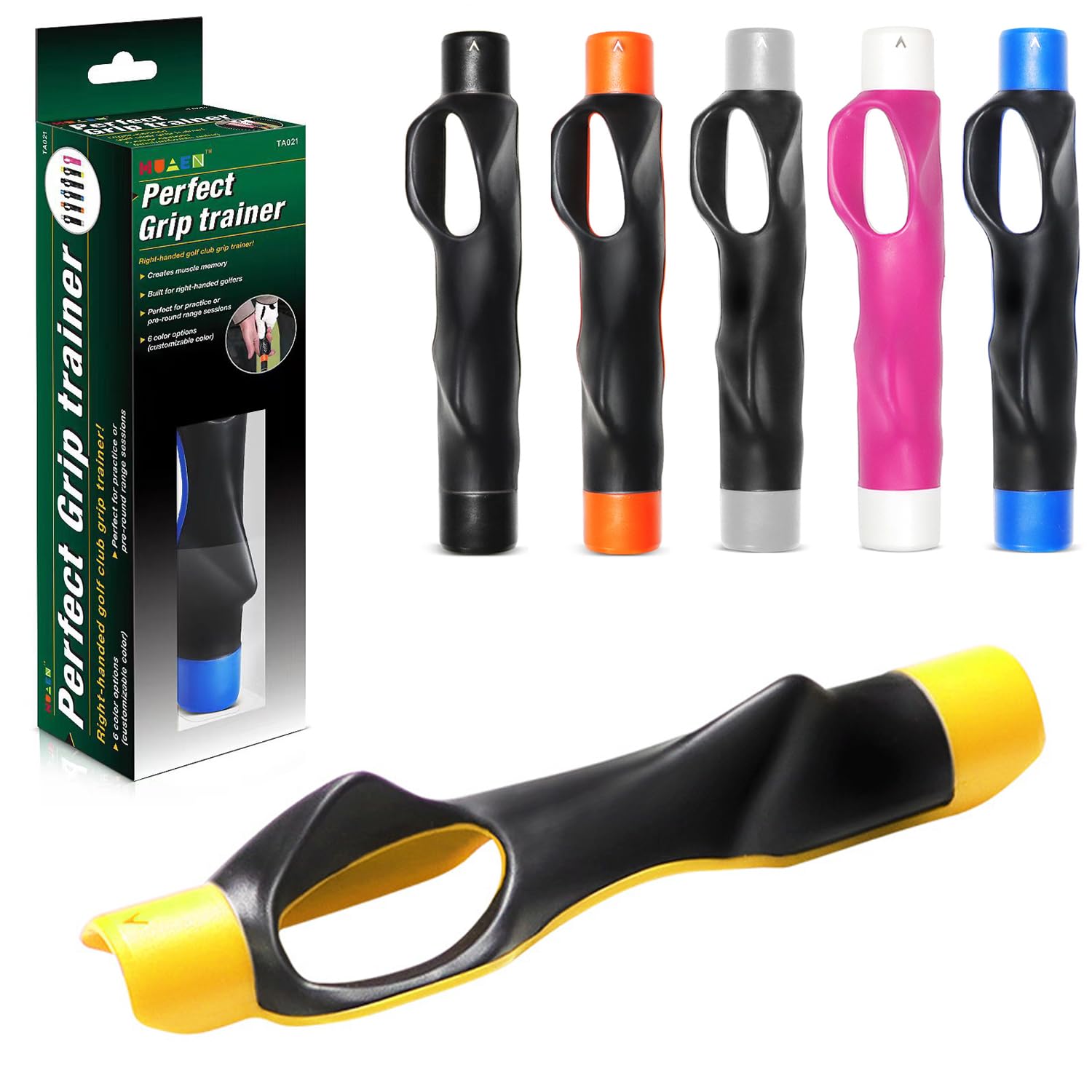 Ianulus Golf Club Grips, Golf Swing Training Aid, Muscle Memory Trainer Practice Tool, Hand Placement & Muscle Memory Trainer for Improved grip Swing, One Size, High adaptability (Yellow)