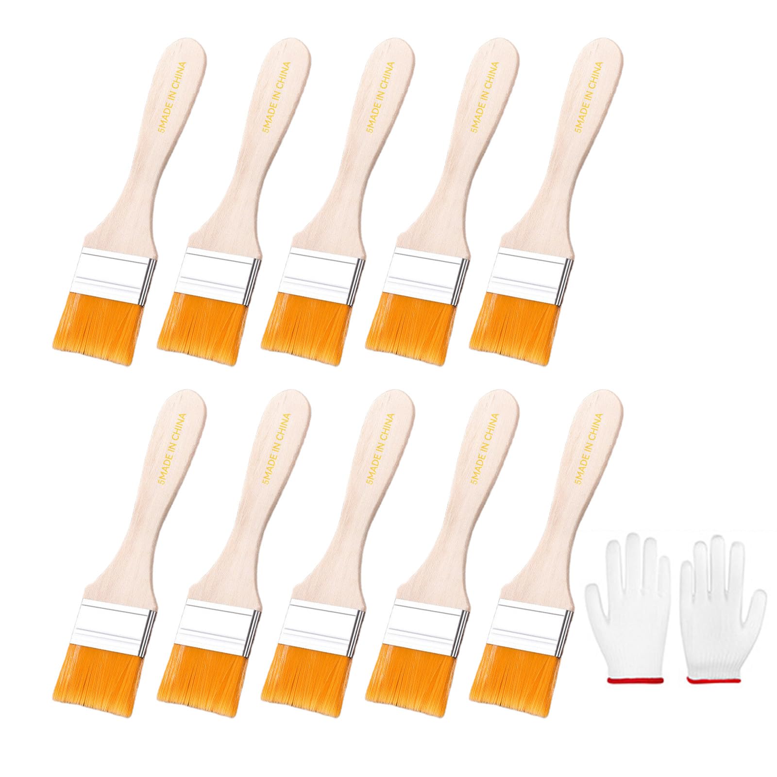 10 pennelli con setole morbide e manico in legno, include 1 paio di guanti per armadi da parete e bordi, strumenti per la pulizia della casa