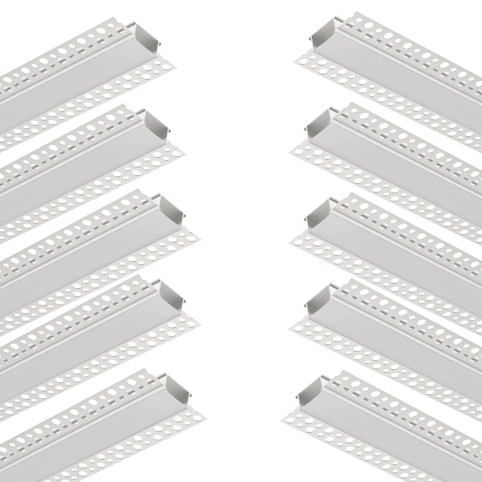 10Pack 6.6FT/2 Meter Plaster in LED Channel,Drywall LED Strip Light Channel,Trimless Recessed Mud in LED Channel for 20mm Width LED Strip
