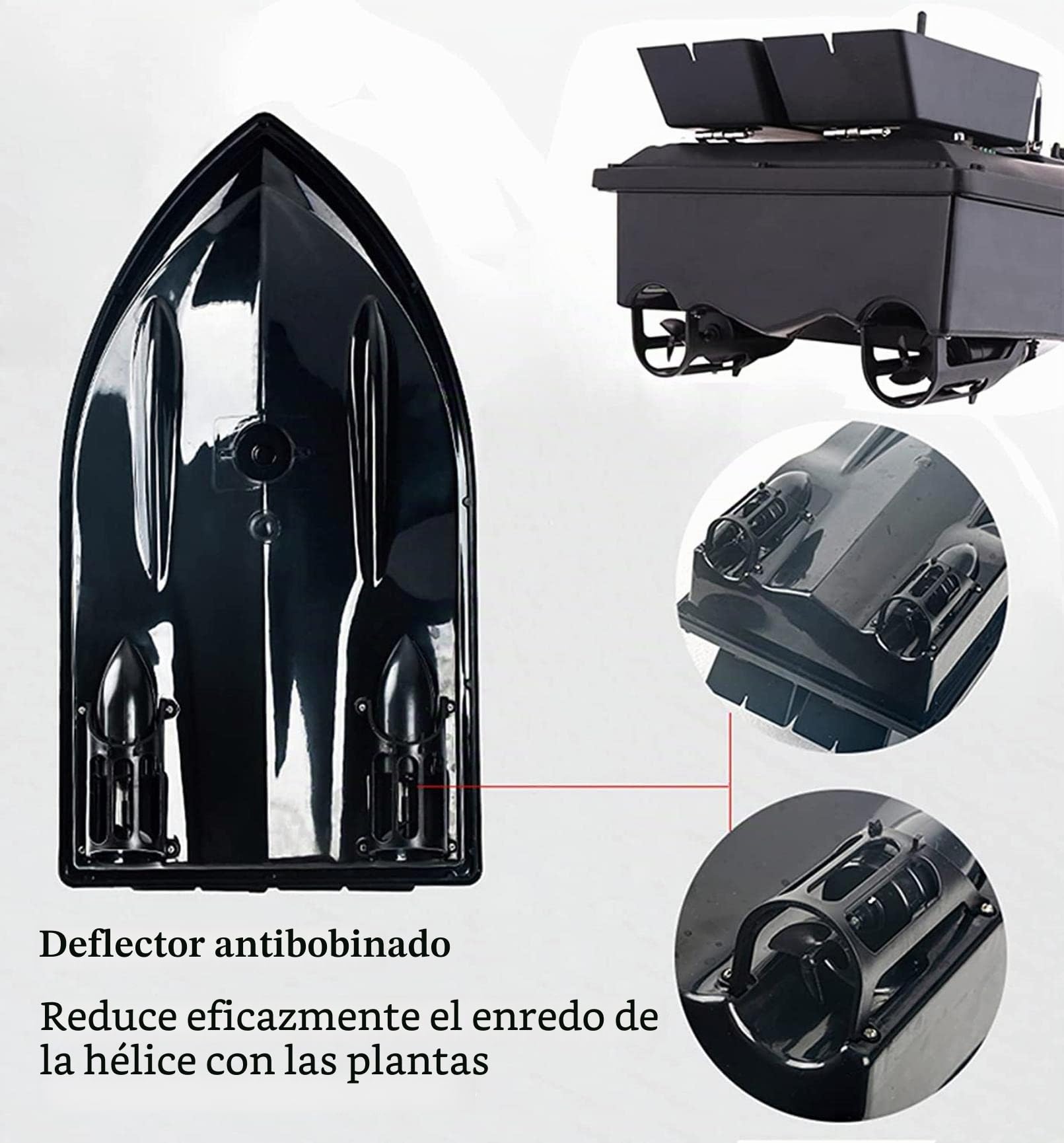 Barco Cebador Pesca con Control Remoto GPS, Barco de Cebo de Pesca Inteligentes, Barco Cebador Carpfishing Impermeable con 2 Contenedores de Cebo y Batería de 12000mAh, Utilice 5-6 Horas