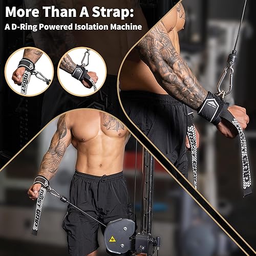 Miniatura 3 de Correas de muñeca antideslizantes con pegamento para levantamiento de pesas, correas de elevación 2 en 1 con anillos en D para entrenamiento de