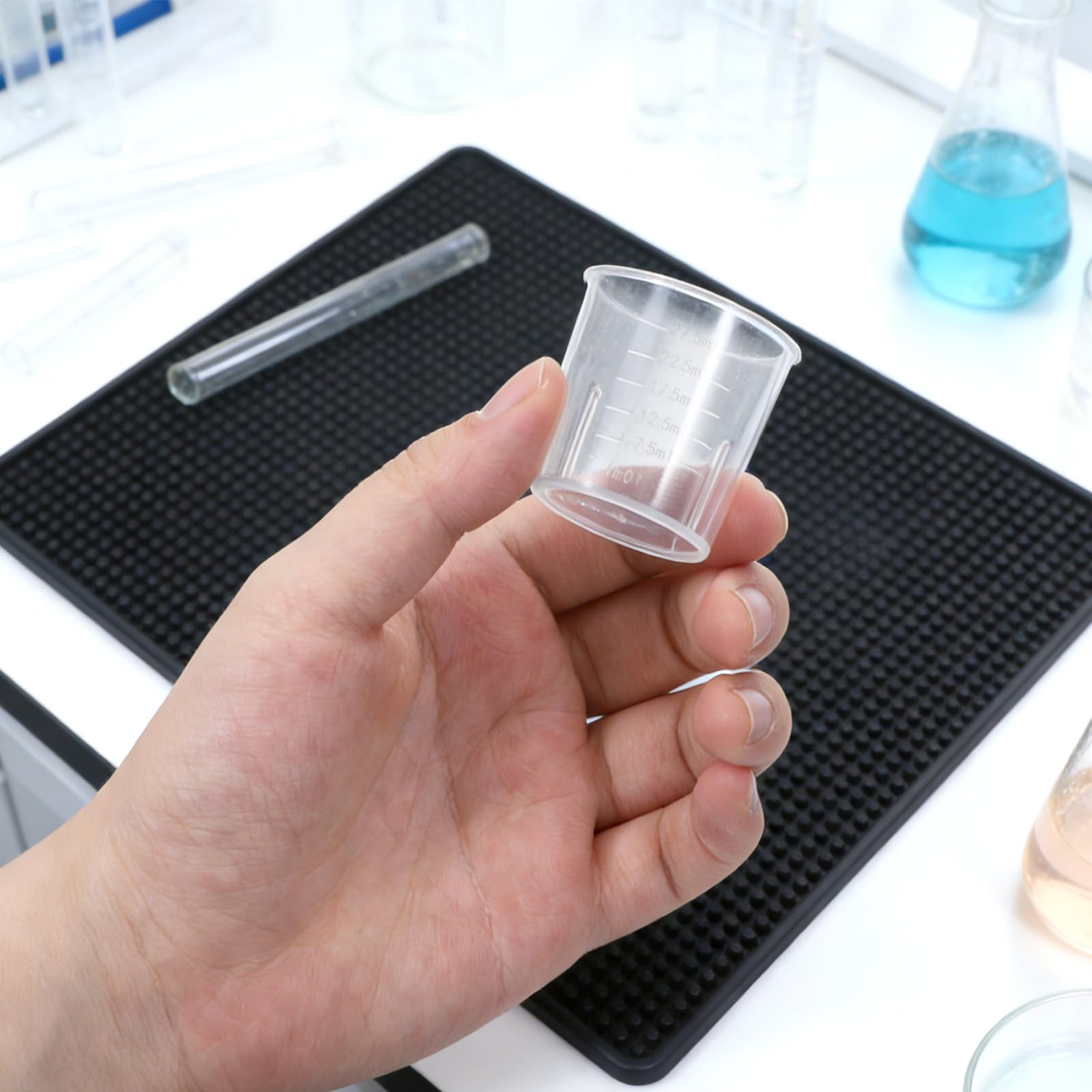 Vasos medidores de plástico líquido, 20 unidades, vasos desechables para medicina, graduados, de plástico transparente, para cocina, laboratorio, herramienta de medición, 30 ml
