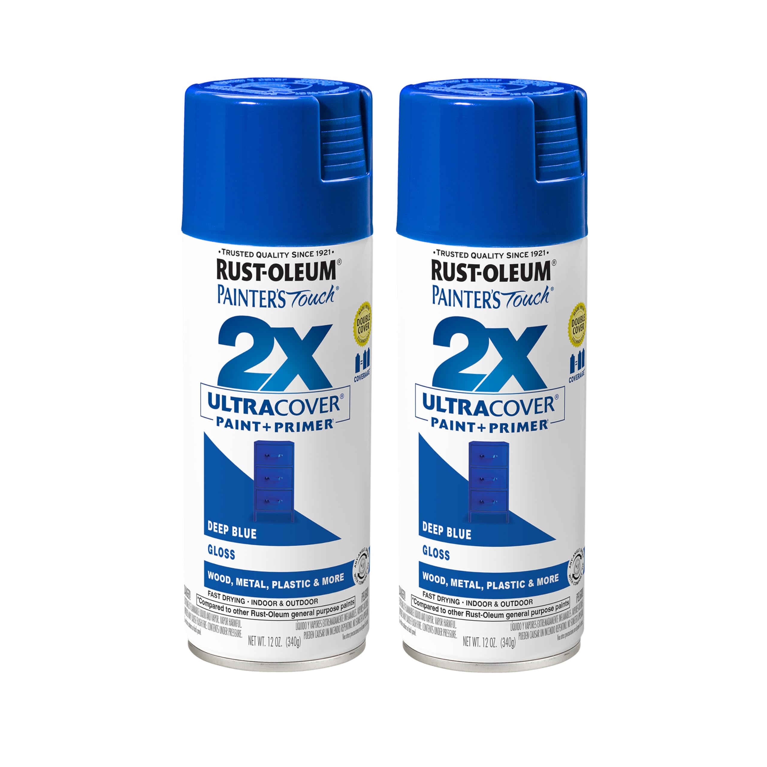 Rust-Oleum Painter's Touch 2X Ultra Cover Spray Paint, Gloss Deep Blue