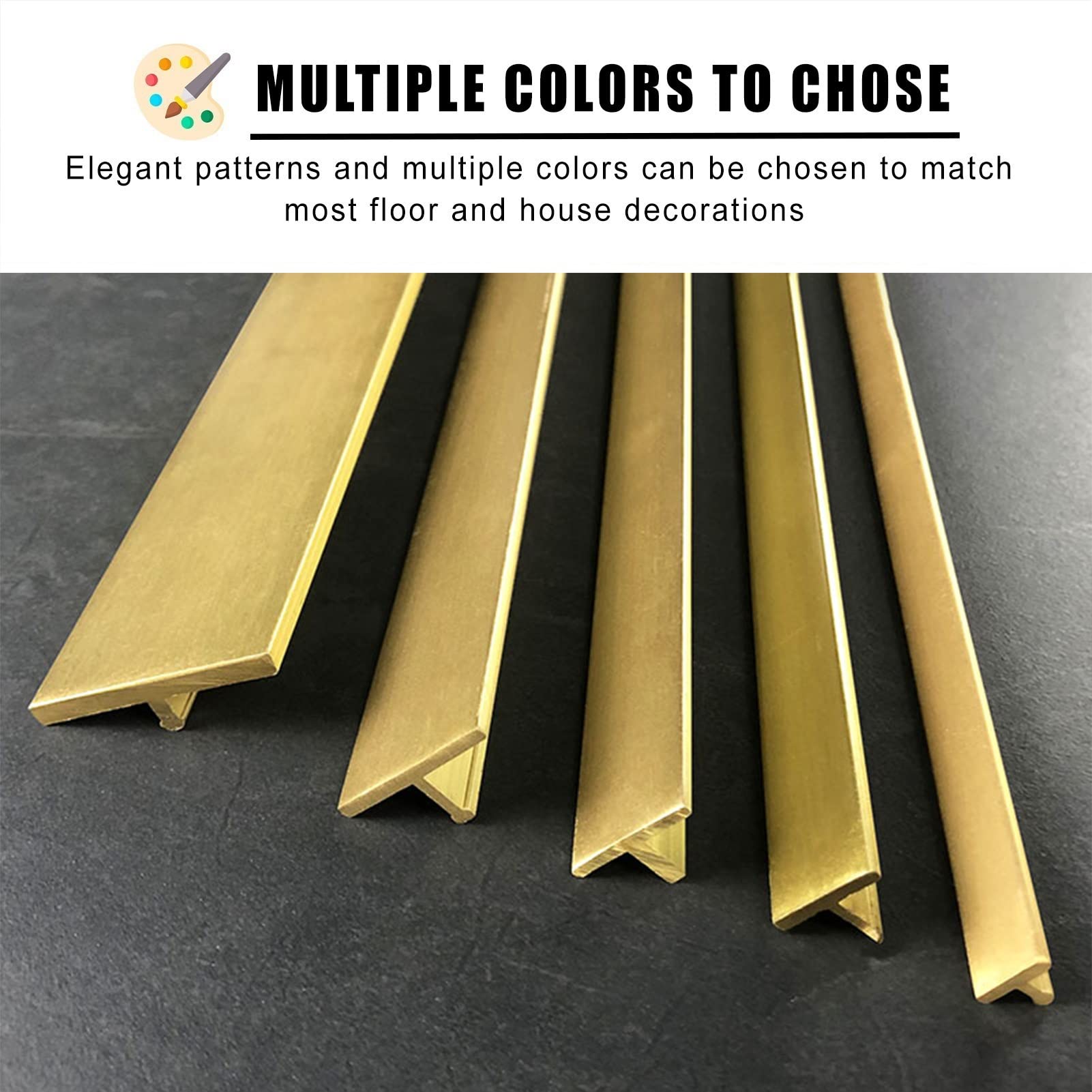 Elitix Brass Transition Strip For Wood To Tile, T-moding Flooring Edge Trim With Track Base, Vinyl Floor Threshold Edging Trimming Cover For Joining Gaps (Size : 12mm -15mm (1/2"-5/8 - View #3