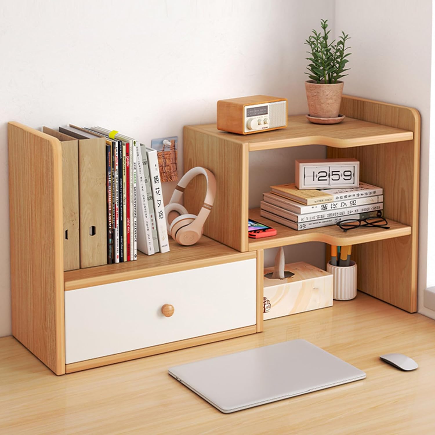 伸縮フリーラック - デスク下スペース最適化収納棚、移動ラク