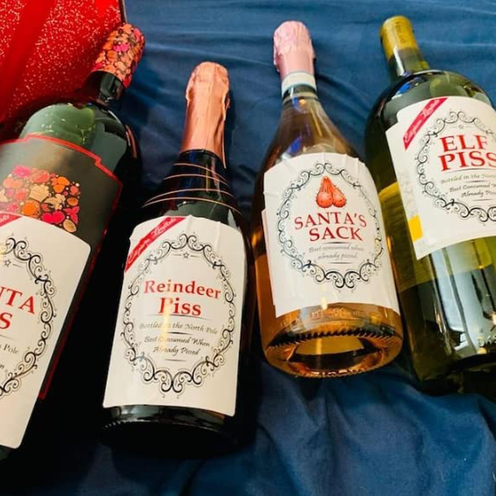 Etiquetas Divertidas de Navidad para Botellas de Vino, Calcomanías Personalizadas