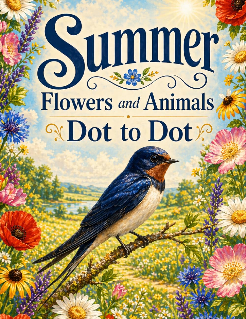 Summer Flowers and Animals Dot to Dot: Large Print Dot to Dots Puzzles For Adults and Seniors