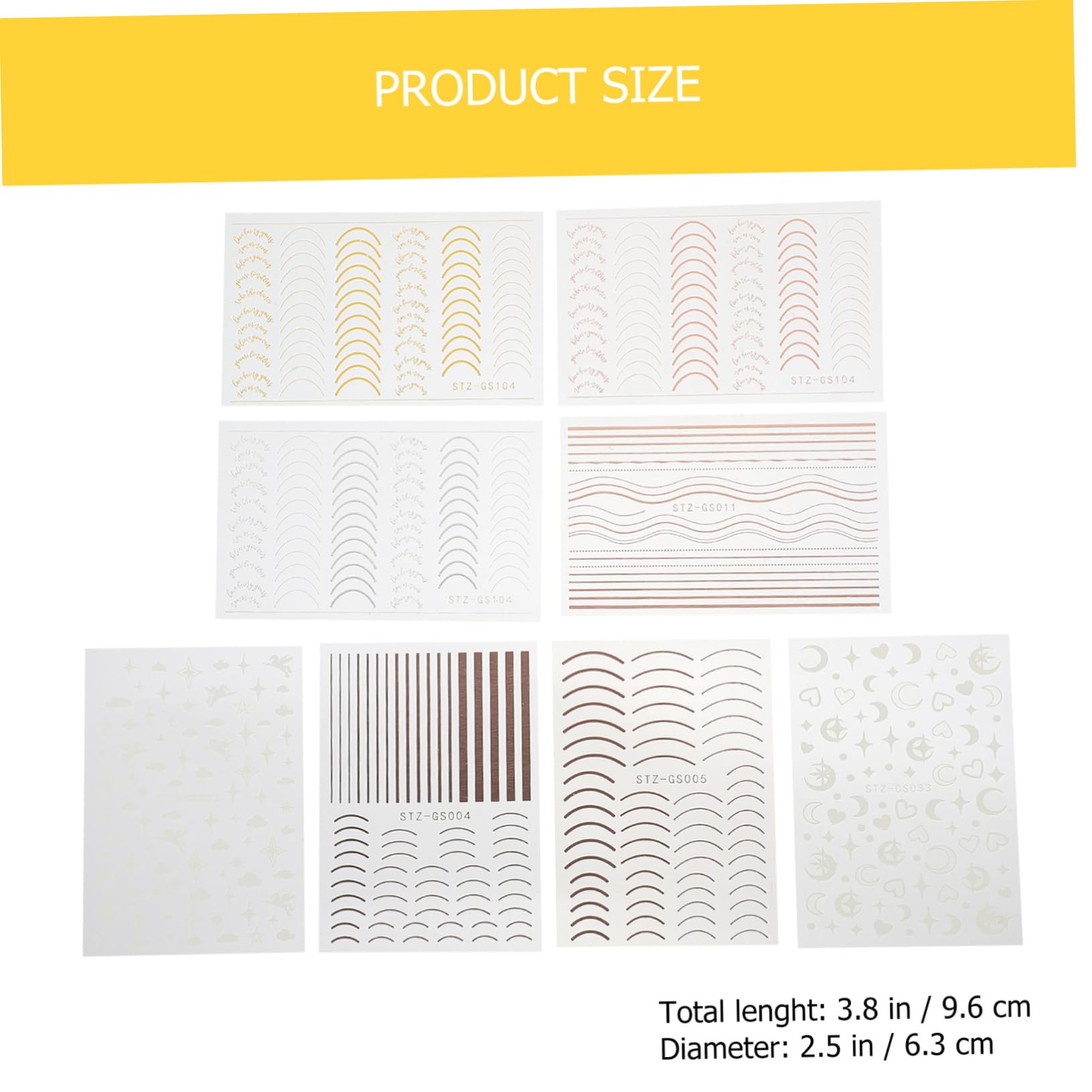 PACKOVE 5 Set Adesivi Decorativi Per Unghie Nail Art Stickers Adesivi Per Manicure Facili Applicare Per Unghie Naturali E Adatti Per Domestico E 8 Fogli*5