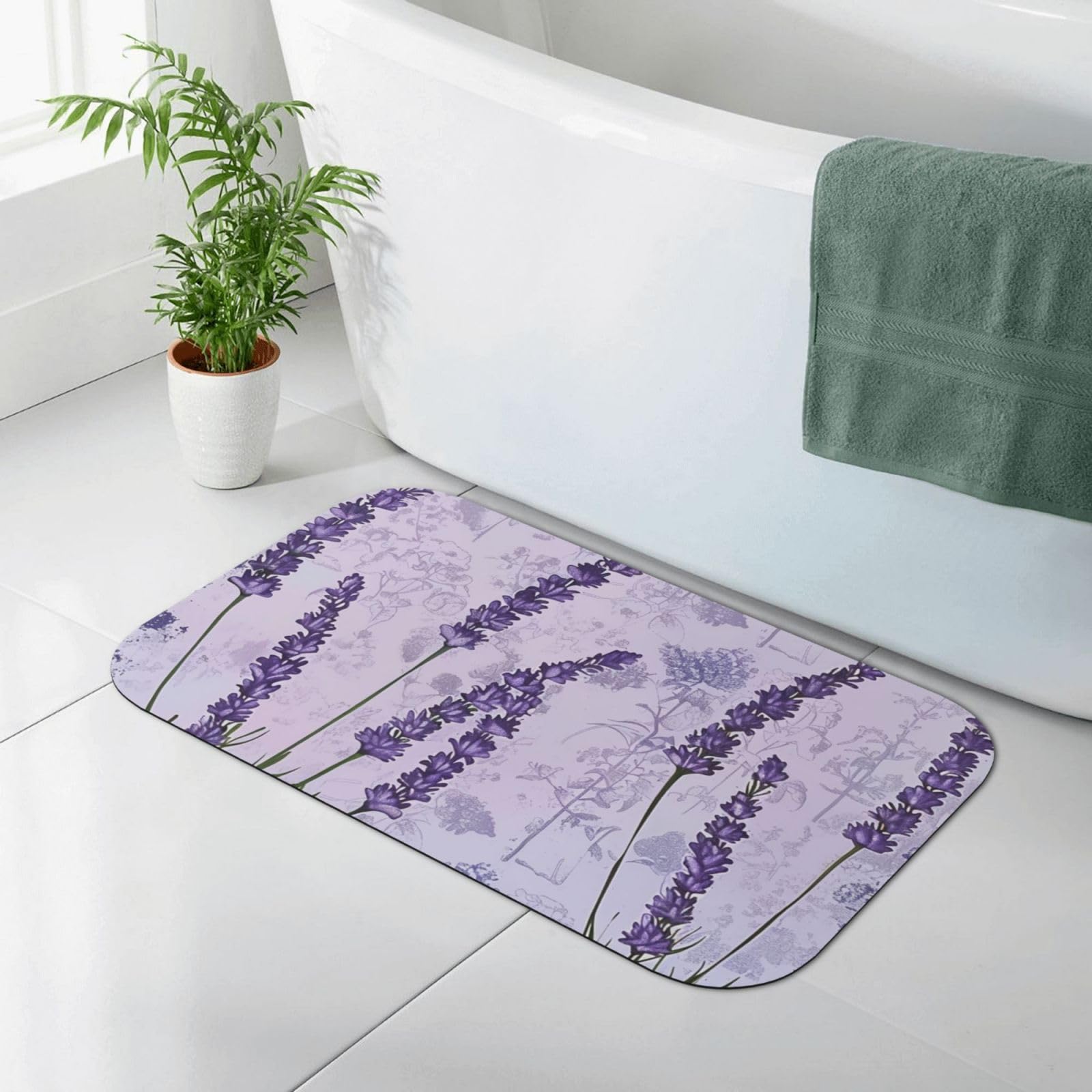 Tapis de bain absorbant contre les sols glissants en diatomée lavande