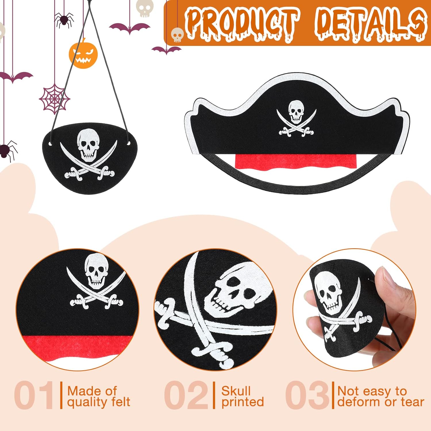 JaGely 80 Pcs Pirate Party Cosplay Set Include 20 Felt Pirate Hat 20 Captain Eye Patches 20 Inflatable Swords with Plastic Telescopes Accessories for Halloween Party Supplies