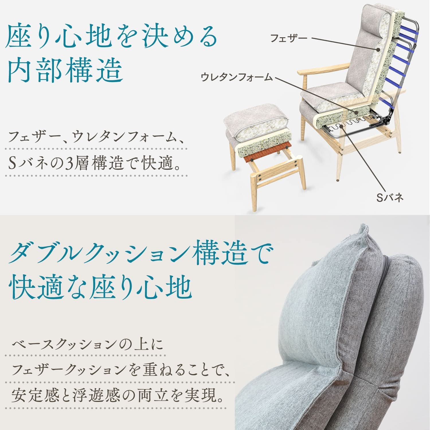 Amazon｜座椅子生活 明光ホームテック ふんわりフェザーに包ま