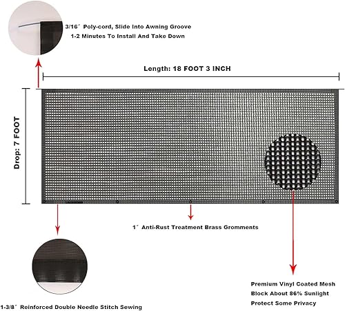 Miniatura 185 de Tentproinc Pantalla parasol para toldo, 8 pies x 13 pies 3 pulgadas (apta para toldo de 14 pies), protector solar de malla para autocaravana, cámper