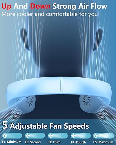 Miniatura 3 de Ventiladores de cuello portátiles recargables, ventiladores de cuello que soplan aire frío, dispositivo de refrigeración personal portátil, mini