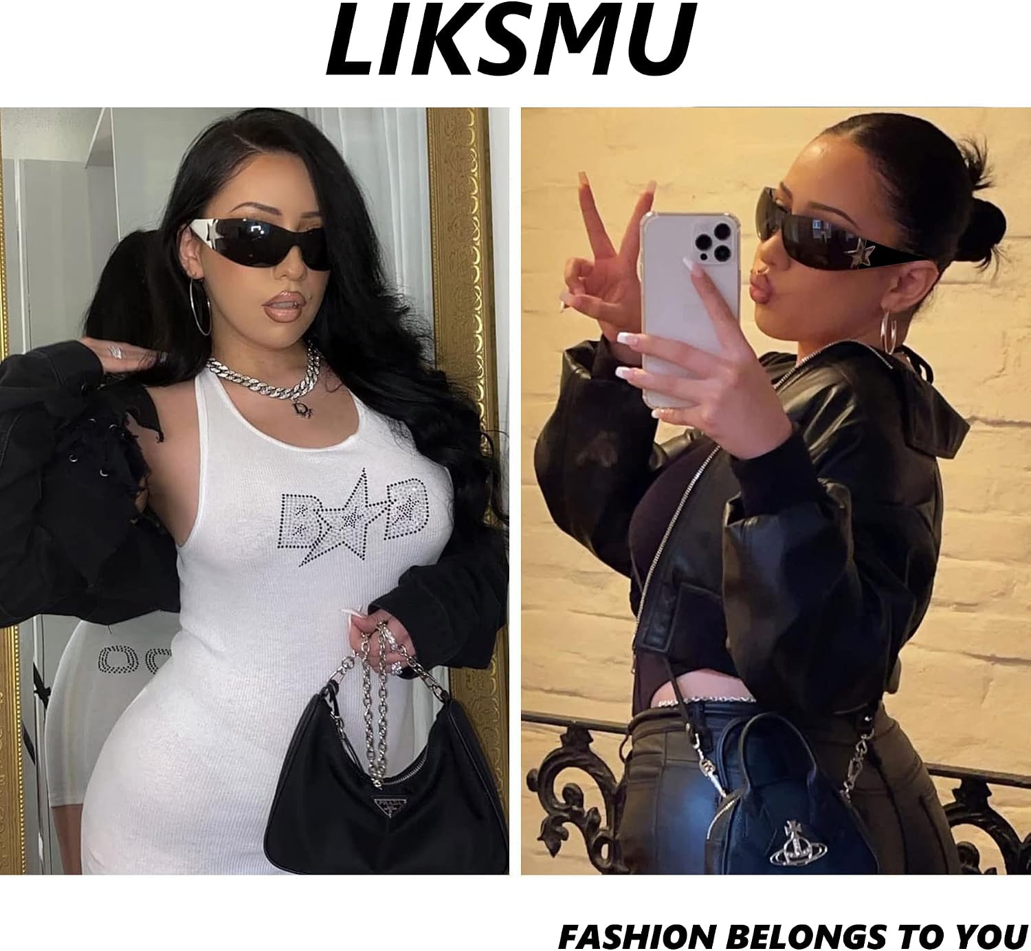 Rimless Y2K Sunglasses for Women Men Wrap Around Fashion Sunglasses Oversized Frameless Trendy Sun Glasses image 2