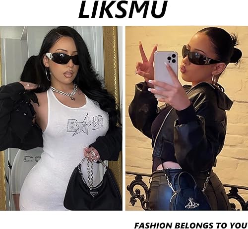 Miniatura 8 de Gafas de sol Y2K sin montura para mujeres y hombres gafas de sol envolventes de moda de gran tamaño sin marco gafas de sol de moda