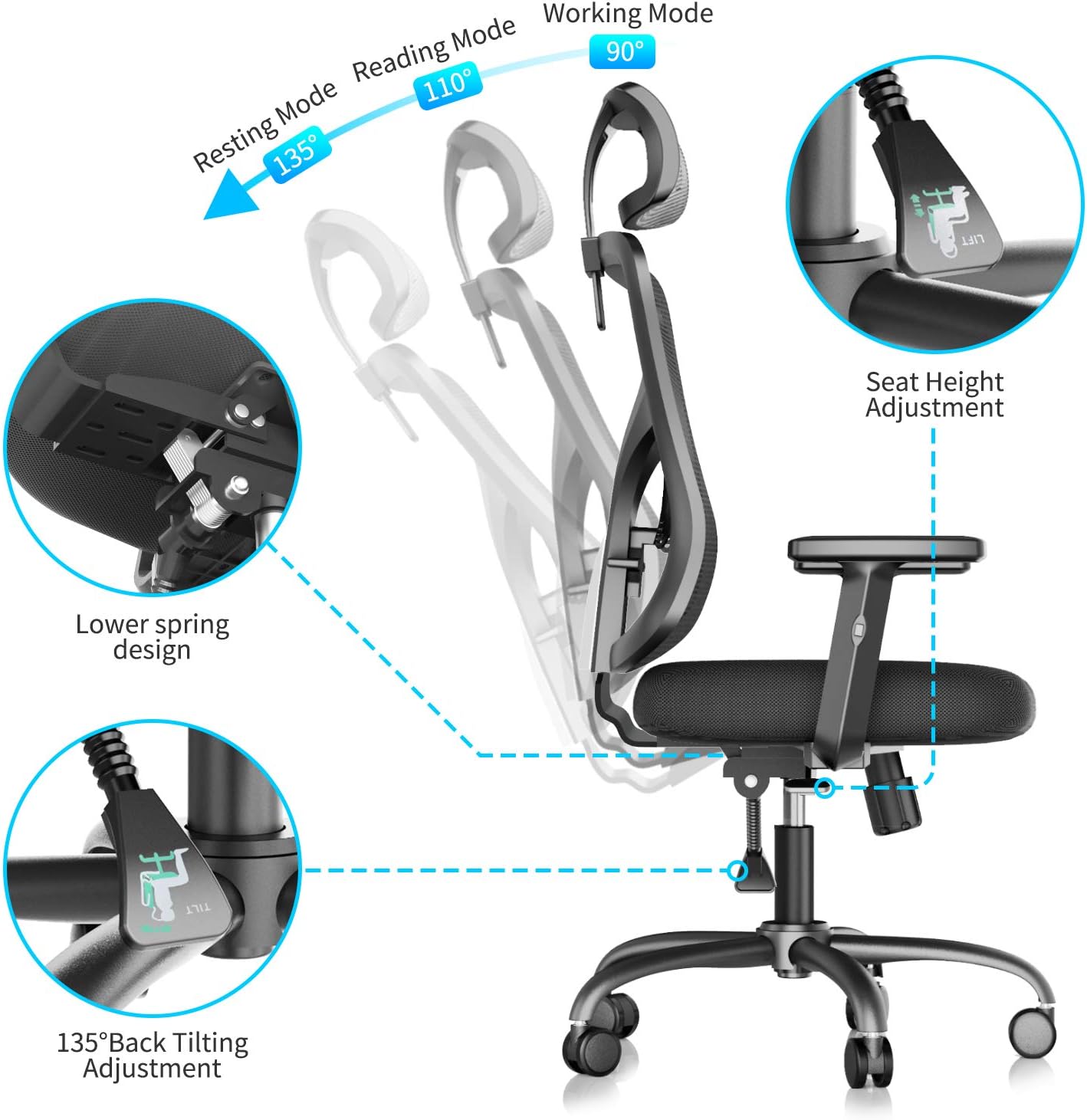 Buy Noblewell Ergonomic Office Chair High Back Mesh Computer Chair With Lumbar Support Adjustable Armrest Buy Noblewell Ergonomic Office Chair High Back Mesh Computer Chair With Lumbar Support Adjustable Armrest