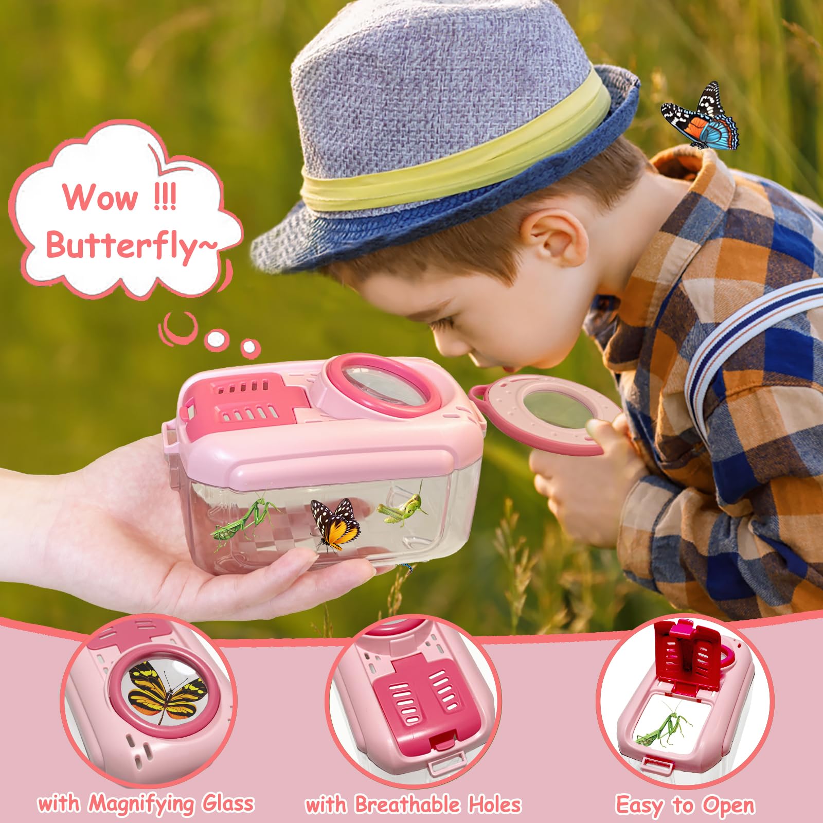 Kulveanju Bug Hunting Kits for Children 5 Pcs Bug Catcher Kit & 12 Bug Toys - Image 3