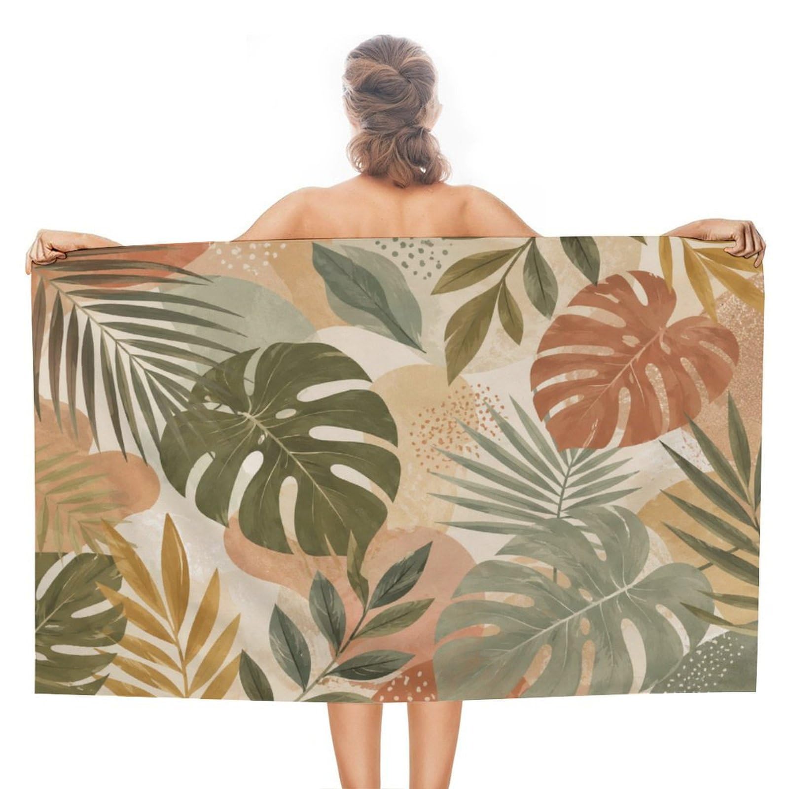 Anceky Tropical Leaves Oversized Beach Towel Quick Dry Sand Free Microfiber Travel Towel Lightweight Multi Purpose Beach Blanket Pool Gym Bath Towel 51x31 in