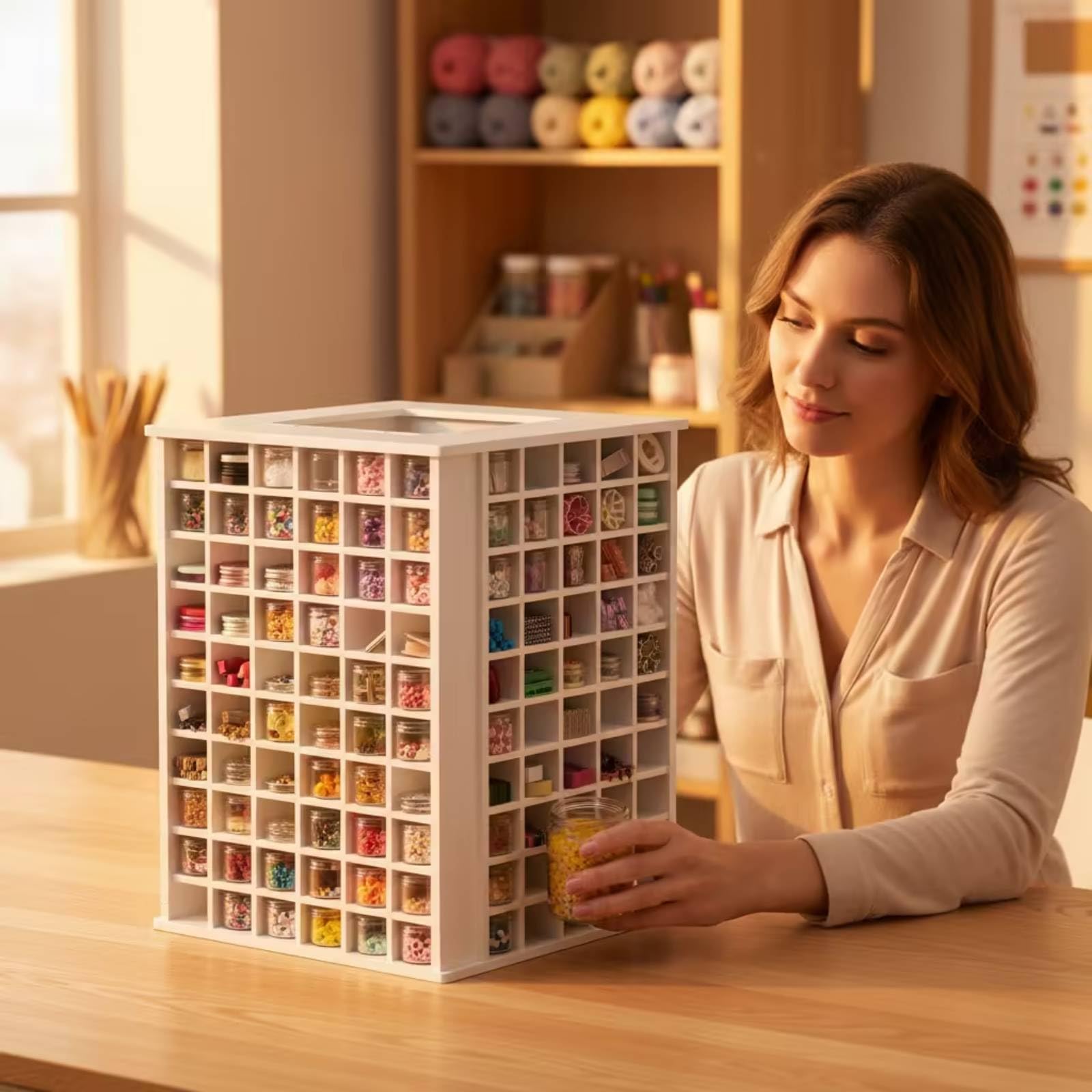 Rotierender Organizer Schreibtisch Organisator Aufbewahrungsbox Stiftehalter Sortierkasten aus PVC mit Verdeckter 360, Drehbarer Quadratischer Organizer, Vertikal, 240 Fächer