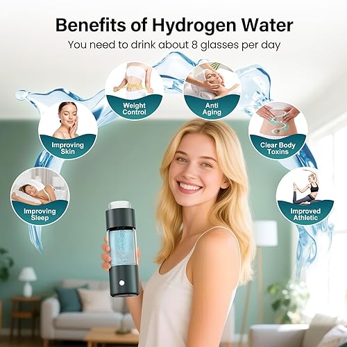 Miniatura 4 de Botella de agua de hidrógeno, generador de botellas de agua de hidrógeno 4000 ppb con tecnología SPEPEM ionizador de agua, dispensador de máquina de