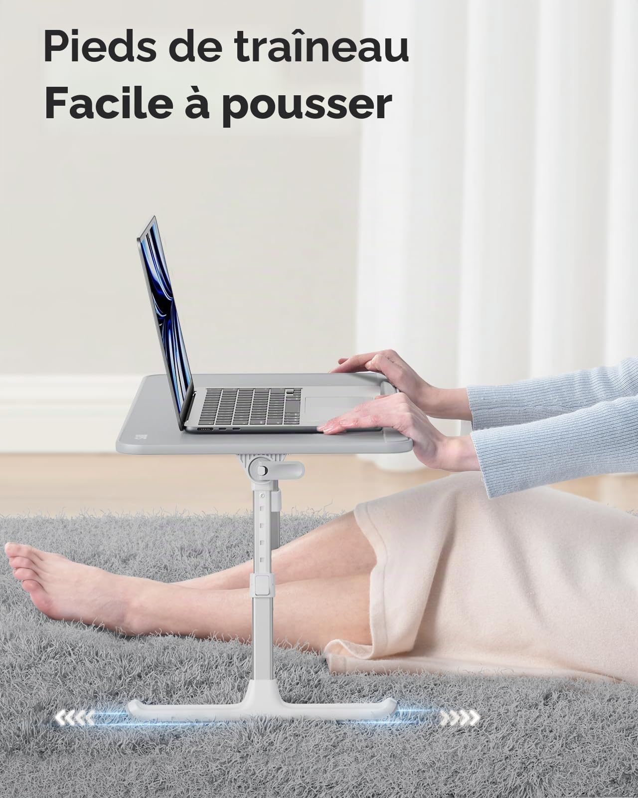 SAIJI Table de Lit Pliable Réglable Hauteur Angle Max 17'' Ordinateur Portable Gris 60x33cm