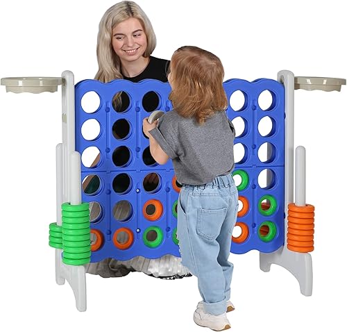 Miniatura 6 de SDADI Juego gigante 4 en una fila para niños y adultos, juego de plástico sin BPA para interiores y exteriores, perfecto para fiestas de vacaciones