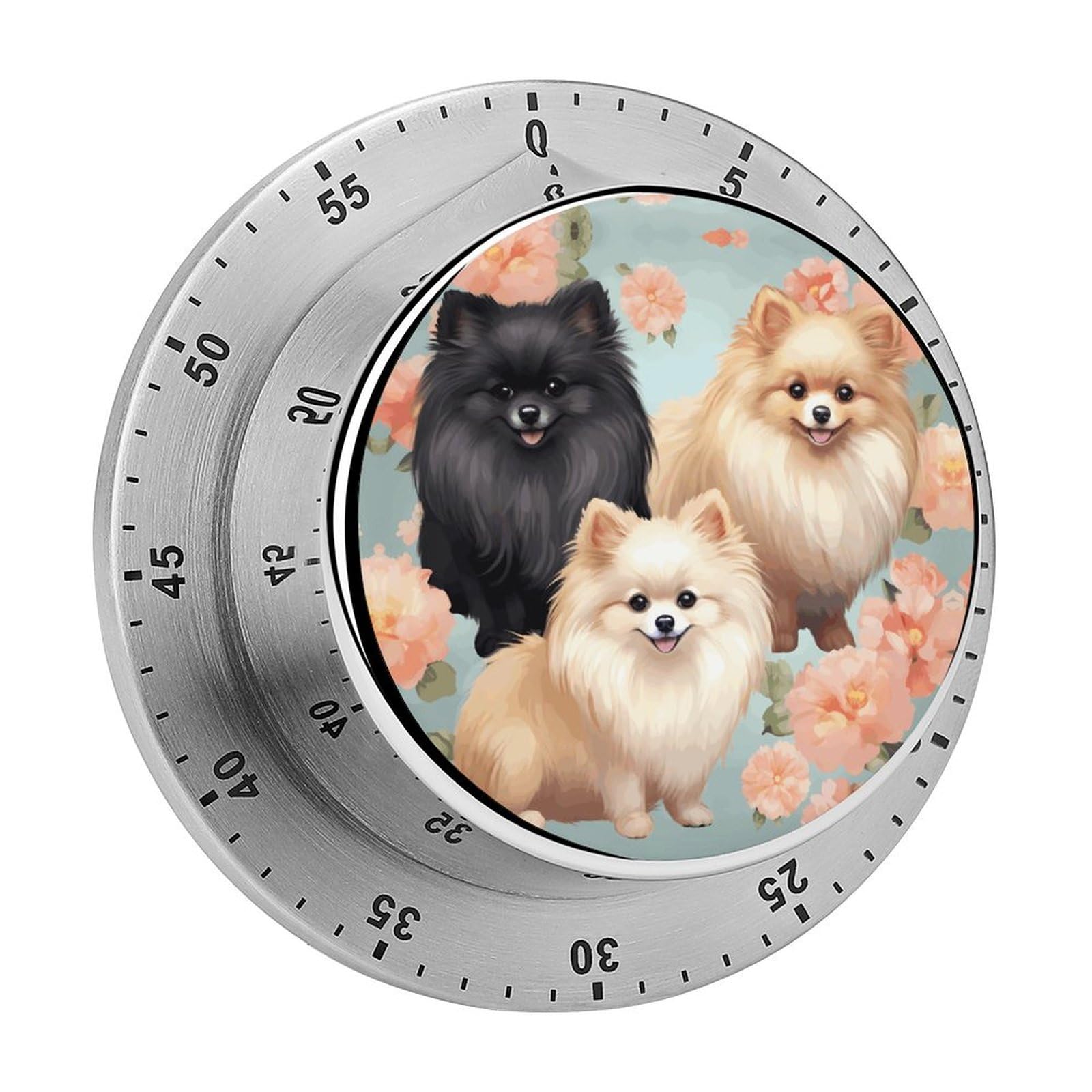 Pomeranians Pattern Printed Waterproof Christmas Timer with Loud Alarm Outdoor Timer for Cooking Exercise Baking