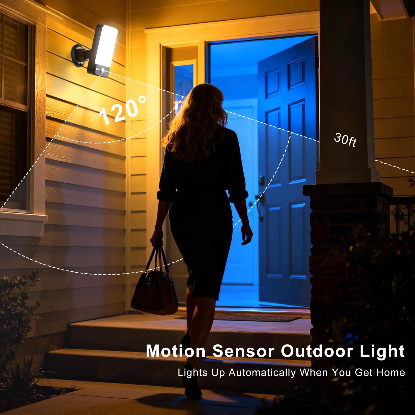 Aplique Exterior Sensor Movimiento, 12000mAh Inalámbrico, 2 Unidad | 422lm Regulable, 3000K-6000K, Mando a Distancia, Luz Roja de Alerta, Rotación 360°, Para Garaje y Jardín