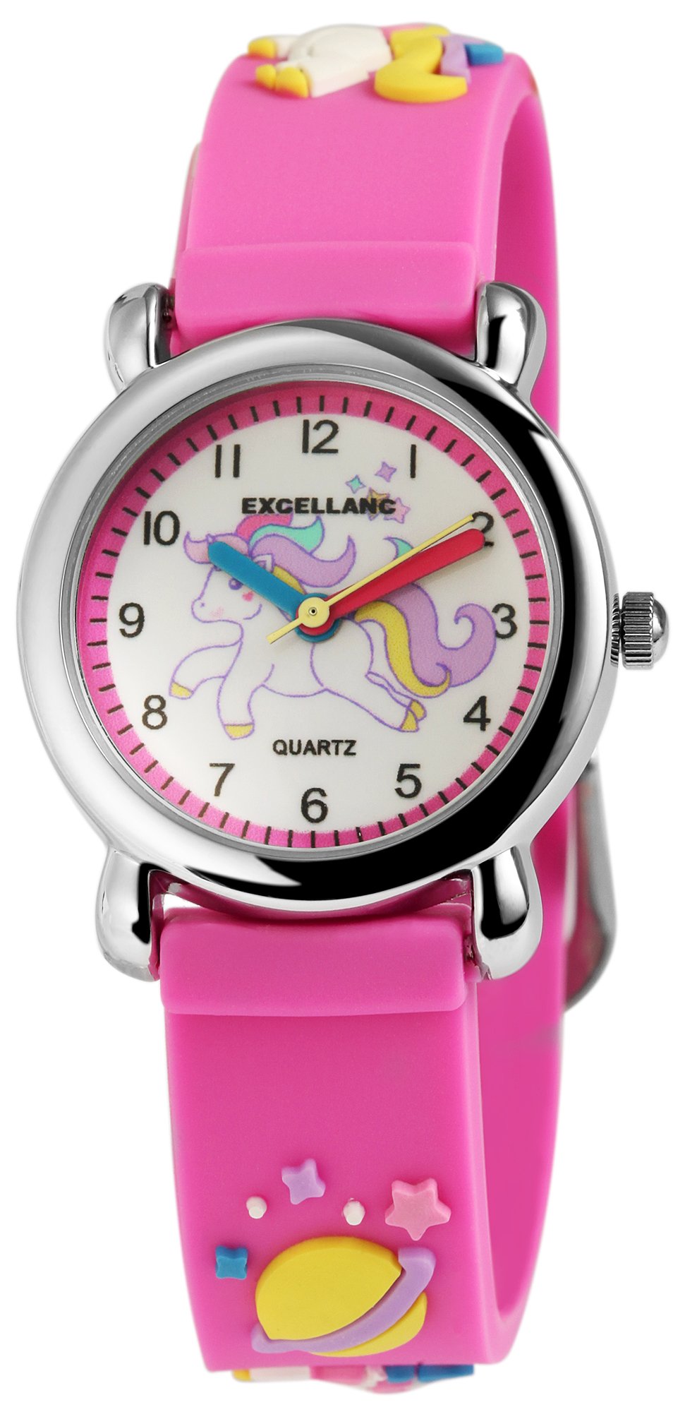 Excellanc Orologio Pony Analogico per Ragazza con Cinturino in Silicone Rosa