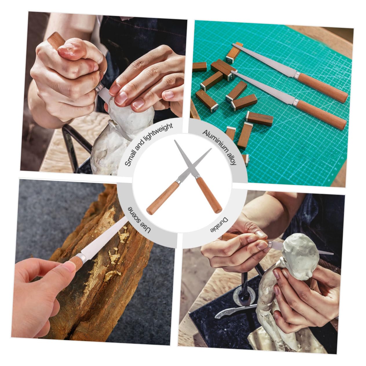 HOMSFOU 10 Piezas Herramientas de Esculpido Arcilla con Mango de Madera para Modelado de Arcilla Polimérica Herramientas de Bricolaje y Cómodas