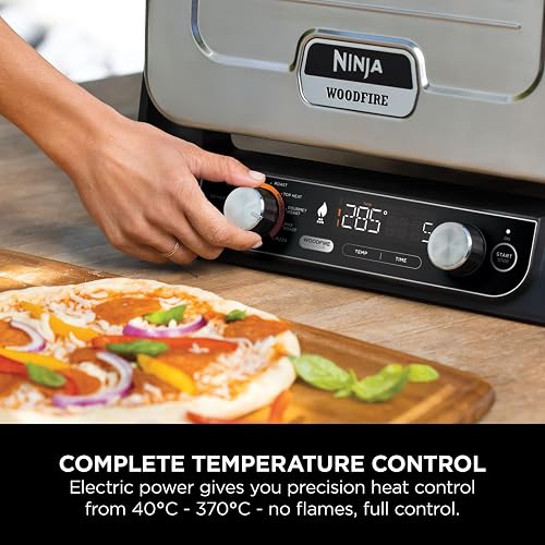 Ninja Woodfire 8-in-1 Electric Outdoor Pizza Oven, Rotisserie & Smoker BBQ with Grate, Pro-Heat Plate, Pizza Stone, Wood Pellets and Shovel, 6 Settings, Dark Orange OO101EU - 8