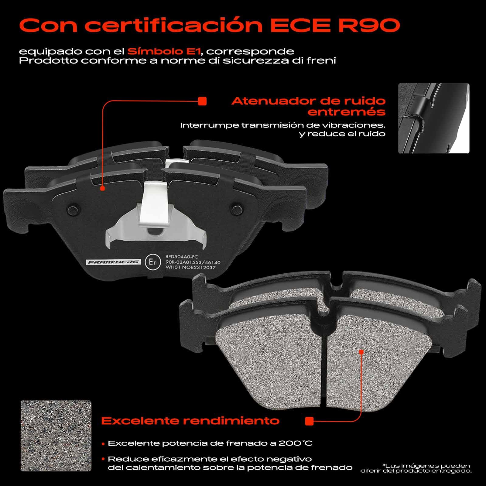 Frankberg 2 discos de freno + 4 pastillas de freno para eje delantero con lubricante de frenos. Compatible con 5er F10 518-523 09-16 5er F10 F18 518-523 09-16 Serie 5 Touring F11 518-523 09-17 Replace