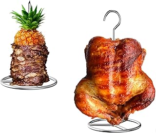 Turkey Fryer Rack Kit with Spike & Turkey Hanger & Base, Vertical Rotisserie Skewers and Poultry/Chicken Rack Set for Green Egg, Pit Barrel, Charbroil The Big Easy and More,Roasting Meat Steak
